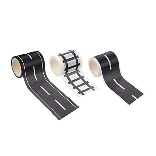 COLLBATH 3 Stk Straßen spielzeug Straßenklebeband fahrbares Klebeband Straßenband für Party verkehrszeichen spielzeug klebeband straße Washi-Tape-Aufkleber Spielzeugaufkleber Papier Black von COLLBATH