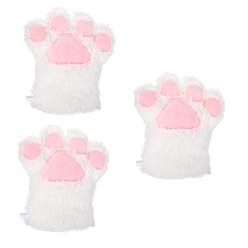 COLLBATH 3st Bärenklauenhandschuhe Katzenmädchen-cosplay Handschuhe Für Katzenpfoten Winddichte Fäustlinge Kleinkind Plüschige Katzenhandschuhe Tier-cosplay-pfoten Weiß Hochwertiger Pv-samt von COLLBATH