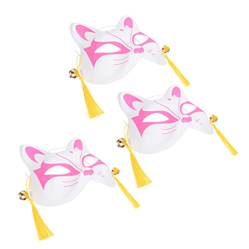 COLLBATH 3st Fuchs Halbgesichtsmaske Maskerade Dekorative Masken Katzenmasken Für Frauen Halloween Gesichtsdekore Masken Im Japanischen Stil Lustige Halloween-masken Party-maske Pvc Rosa von COLLBATH