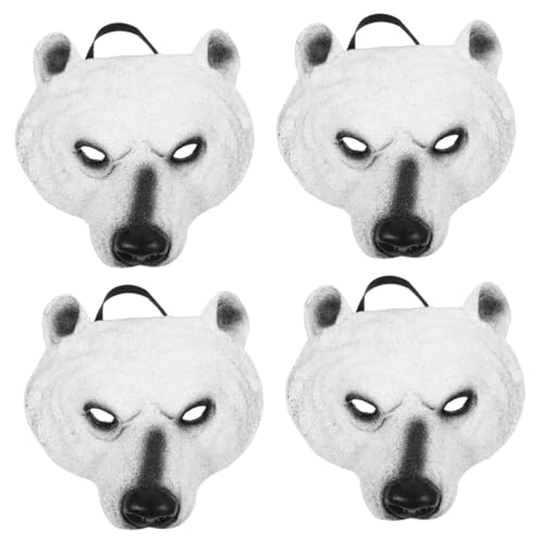 COLLBATH Maske Wolf 4 Stück Eisbär-maske Osterhasen Basteln Kostüme Hundeperücke Halloween-masken Halloween Costume Gesichtsmaske Abschlussballdekorationen Für Party Bärenmasken Für Erwachsene Pu Weiß von COLLBATH