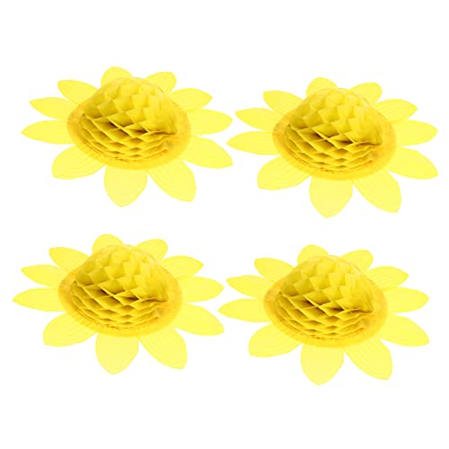 COLLBATH 4 Stück Handgemachte Der Sonnenblume Thematisiert Erdbeerkuchen Dekorationen Dekorativ Tiki Sonnenblumen-party Punkt Girlande Hochzeit Umweltfreundliches Plastikpapier Yellow von COLLBATH