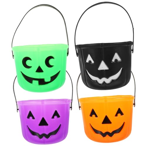 COLLBATH 4 Stück Tragbarer Kürbiseimer Halloween- Halloween-Einkaufstasche Kürbis-bonbontüten Halloween-Kessel Party-bonbonglas Halloween-Eimer Für Kinder Kürbis-Tasche Plastik von COLLBATH