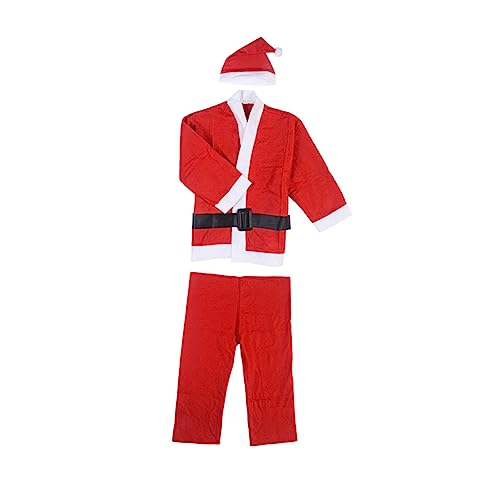 COLLBATH 4 Teiliges Weihnachtsmann Kostüm Für Kinder Jungen 3 5 Jahre Inklusive Hut Und Gürtel Festliches Outfit Für Die Weihnachtszeit Ideal Für Karneval Und Feiertage von COLLBATH