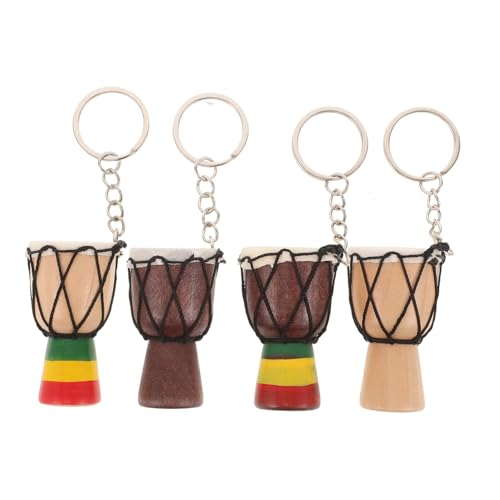 COLLBATH 4-teiliges Set Djembe-schlüsselanhänger Handtrommel-instrument-schlüsselanhänger Belohnung Für Den Schulkarneval Schlüsselanhänger Mit Afrikanischer Trommel Hölzern von COLLBATH