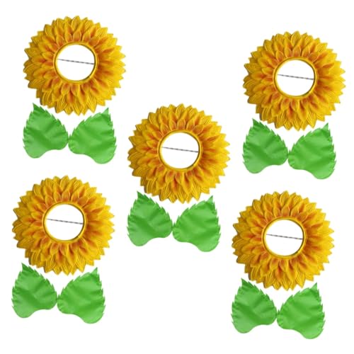 COLLBATH 5 Sätze Sonnenkopfschmuck Blatthandschuhe Sonnenblume Erwachsenenkostüm Kostüm Erwachsene Kopfbedeckung Hut Cosplay Kopfbedeckung Halloween Kopfbedeckung Stirnband Hut Für von COLLBATH