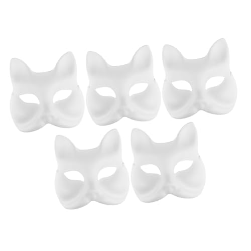 COLLBATH 5 Stück Handbemalte Masken Masken Halloween Kostüm Maskerade Gesicht Fuchs DIY Maske Für Cosplay Party Bastelrohlinge Blankomaske Japanische Halbmaske von COLLBATH