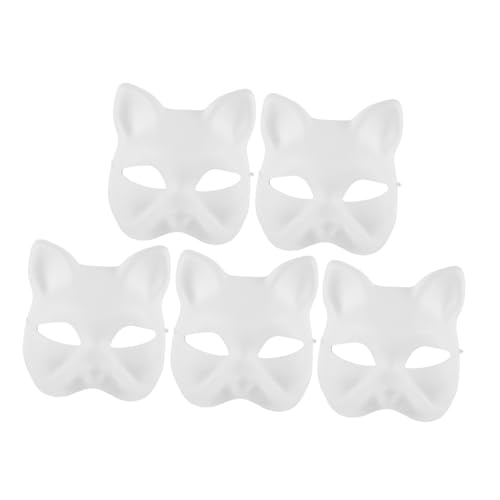 COLLBATH 5 Stück Katzen Gesichtsmaske Zum Selbermachen Leere Bemalbare Maske Aus Umweltfreundlichem Zellstoff Für Halloween Cosplay Und Partys Bastelzubehör Für Kreative Maskerade von COLLBATH