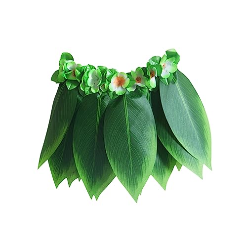 COLLBATH 5 Teiliges Hawaiianisches Kostümset Mit Grünen Blättern Hula Rock Leis Armbändern Und Haarband Für Luau Partys Strandfeiern Und Kindergeburtstage Tropische Kostümaccessoires von COLLBATH