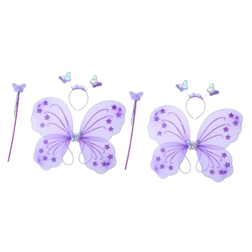 COLLBATH 6 Stk Kostüm feeflügeln verkleidung kinder kopfschmuck kinder costume trachtenstutzen kinder fashing costume kinder kinderparty mitgebsel party mitgebsel kinder Feenstab Violett von COLLBATH