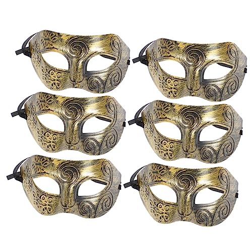 COLLBATH 6 Stück Flache Geschnitzte Maske Maskerade Maske Gold Cosplay Maskerade Maske Halloween Maske Vintage Maskerade Masken Maske Kostüm Karneval Party Maske Karneval von COLLBATH