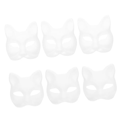 COLLBATH 6st Handbemalte Maske Katze-halloween Maskerade Masken Für Herren Tiere Leere Maske Für Bühnenaufführung Fuchs Masken Masken Dino-maske Pelzig Wolf Maske Zum Bemalen Weiß Papier von COLLBATH