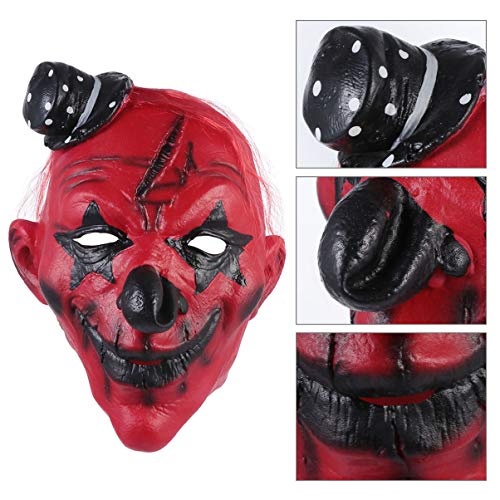 COLLBATH Clown-Maske Halloween für Erwachsene Gruselige Vollkopfmaske Clown-Cosplay Clown-Kostüm Maskerade halloween masken halloweenmaske horror masken Leistung Clownsgesicht Emulsion rot von COLLBATH