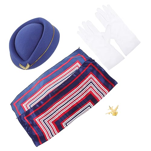 COLLBATH Cosplay Accessoires für Stewardess Stewardess Rollenspiel Gesetzt Stewardess Mütze und Schal Vintage Woll Flugbegleiterin Flugbegleiter Schal Rollenspiele Stewardess Kostüm von COLLBATH