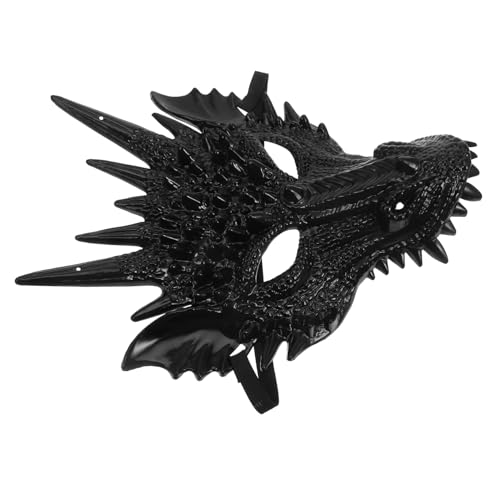 COLLBATH Drachenmaske Drachen Maskerade Maske Halloween-tiermaske Karnevalsparty Masken Lustige Masken Gesicht Halloween-maske Masken-cosplay Tiermasken Kreatur-maske Black Plastik von COLLBATH