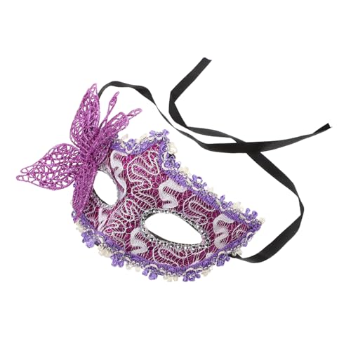 COLLBATH Halbgesichtsmaske Schmetterling Requisiten für Frauenmasken Maskenmaske Spitze Auge halloween masken halloweenmaske Frauenmaskenstütze Party Maskerade Kunststoff Violett von COLLBATH