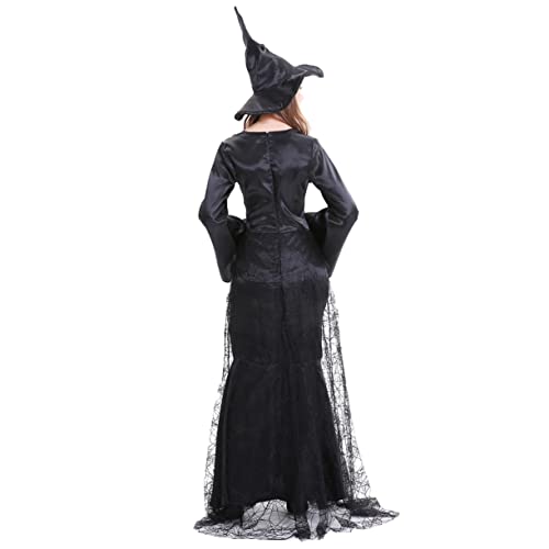 COLLBATH Kostüm Damen Halloween Kostüme Spinnennetz Hexenkleid Set Für Cosplay Maskerade Schwarzes Damen Performance Kleid Größe L 163-168cm Körpergröße von COLLBATH