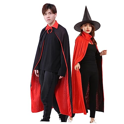 COLLBATH Halloween Umhang und Hut Set Schwarz Rot Umhang Hexenhut Erwachsene und Jungen & Mädchen Kostüme Cosplay Outfit von COLLBATH