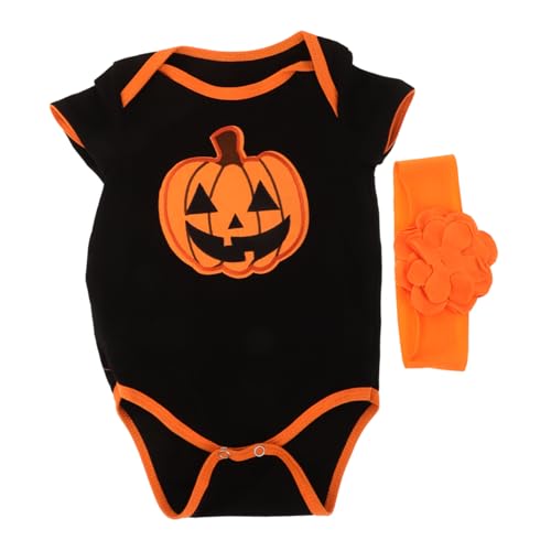 COLLBATH Kürbiskostüm für Neugeborene Strampler-set Kurzärmelig Halloween-outfit für Jungen/mädchen Kleid für Die Erste Halloween-party Orange 3–6 Monate von COLLBATH