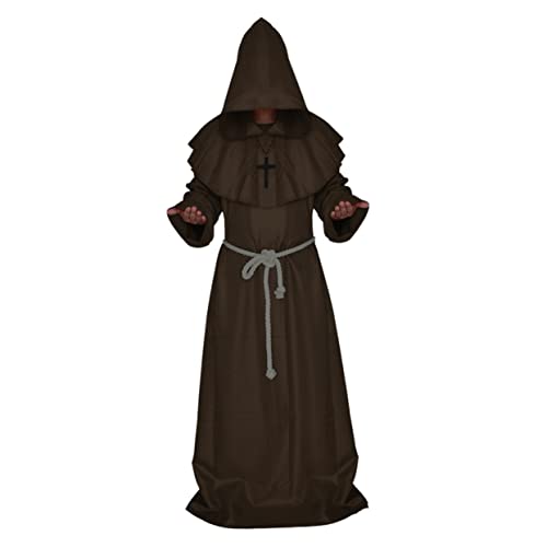 COLLBATH Mittelalterliches önch Kostü Für Herren Klassisches Friar Zauberer Cosplay Outfit Kaffee Größe S Perfekt Für Halloween Und Karneval von COLLBATH