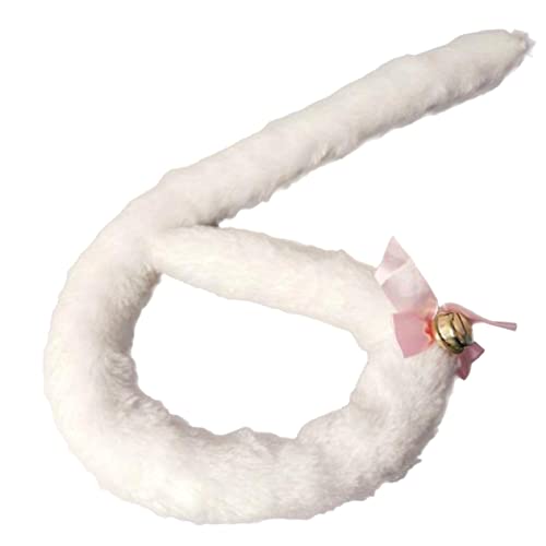 COLLBATH 50 Cm Kawaii Katzenschwanz für Cosplay Dienstmädchen Kostüm Plüsch und Glöckchen Accessoire Weiß von COLLBATH