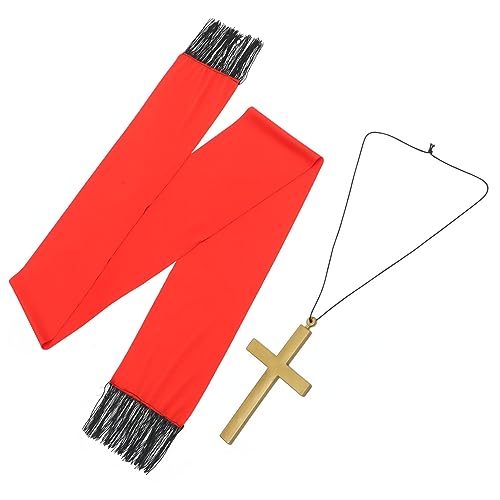 COLLBATH Priesterkleidung Halloween Accessoires Halloweenkostüm Priester Kostüm Kreuz Halskette und Priester Stola Priester Hat Gestohlen Priester Cosplay Accessoire Priester Cosplay Kostüm von COLLBATH