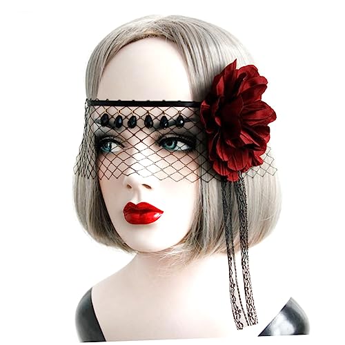 COLLBATH Retro Schwarze Spitzen Veil Maske Für Partys Halbe Gesichtsbedeckung Hochzeitskopfschmuck Tiara Haarschmuck Für Halloween Und Maskeraden von COLLBATH