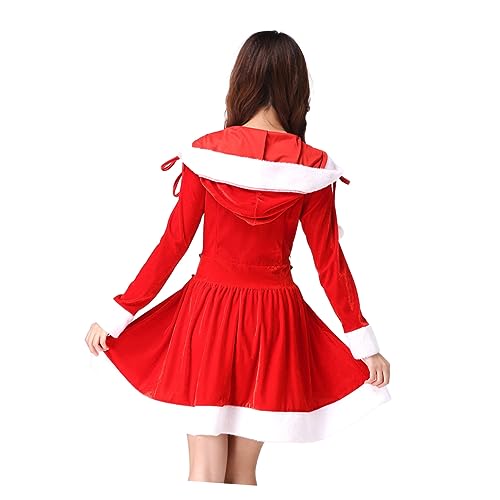 COLLBATH Rotes Weihnachtskleid Für Erwachsene Mit Kapuze Festliches Kostü Für Weihnachten Cosplay Outfit Für Weihnachtsfeiern Ideal Für Weihnachtsveranstaltungen Und von COLLBATH