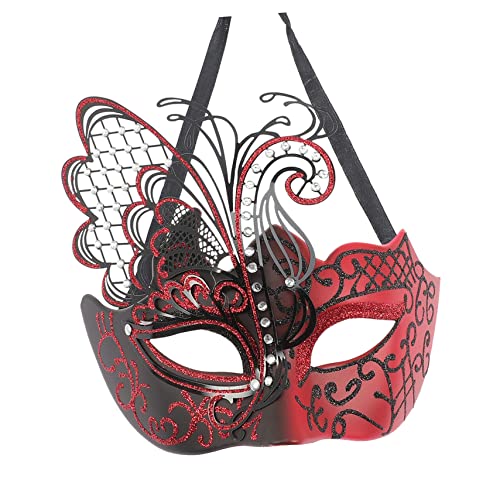 COLLBATH Schmetterlingsmaske Aus Metall Kostüme Für Frauen Halloween-schmetterling Maskerade Für Frauen Maskerade-party-maske Schmetterlingsmaskerade Ballparty-kostüm Rot Plastik von COLLBATH