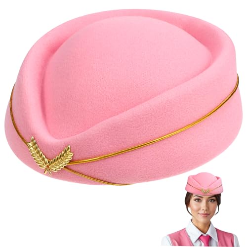 COLLBATH Stewardess-Hut Stewardess-Cosplay-Accessoire heißer Flugbegleiterhut Hüttenkern Flugbegleiterin Hut Rollenspiel Hut Leistungsversorgung Flugbegleiterin Kostüm Imitation Monny Rosa von COLLBATH