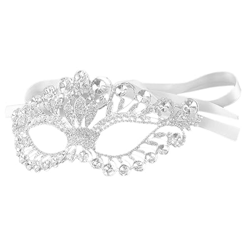 COLLBATH Strass Maske Für Damen Handgefertigte Silberne Maske Für Maskeraden Und Partys Elegante Halloween Maske Mit Glitzer Für Kostüme Und Feierlichkeiten von COLLBATH