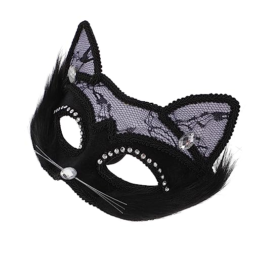 COLLBATH katze gesichtsmaske Halloween-Masken für Erwachsene Abschlussball Requisiten Partykatzenmasken halloween masken halloweenmaske Spielzeug für Tanzpartys Paar Gesichtsmaske PVC Black von COLLBATH