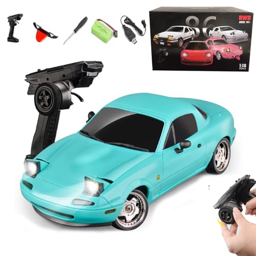 BlinkBuddy 1:18 Pro Drift RC Car, 2025 New BlinkBuddy Drift RC Car, 2.4GHz Mx-5 Rc Drift Car with Gyroscope, Electric 4WD High Speed Rc Racing Car with 2 Rechargeable Batteries (Blue) von COLOEMO