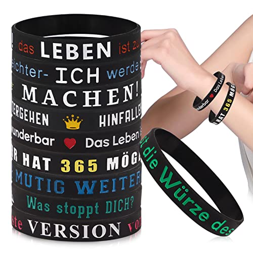 COLOFALLA 10 Stk Motivationsarmbänder auf Deutsch Inspirierend Silikon Armbänder Abschluss Abitur Prüfung Bestanden Geschenke Party Mitgebsel Accessoires für Jugendweihe Teenager Schüler Studenten von COLOFALLA