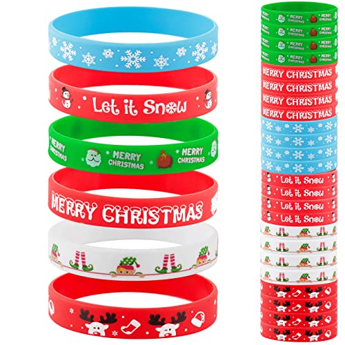 COLOFALLA 24 Stück Weihnachten Party Mitgebsel Armband Silikonarmband Geschenke für Junge Mädchen Kinder Gastgeschenke Merry Christmas Accessoires Weihnachten von COLOFALLA