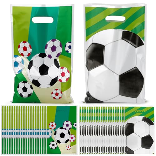 40 Stück Fußball Geschenktüten Partytüten Party Mitgebsel Tüten Gastgeschenk Süßigkeiten Tütchen Geschenketasche Deko für Kindergeburtstag Mottoparty von COLOFALLA