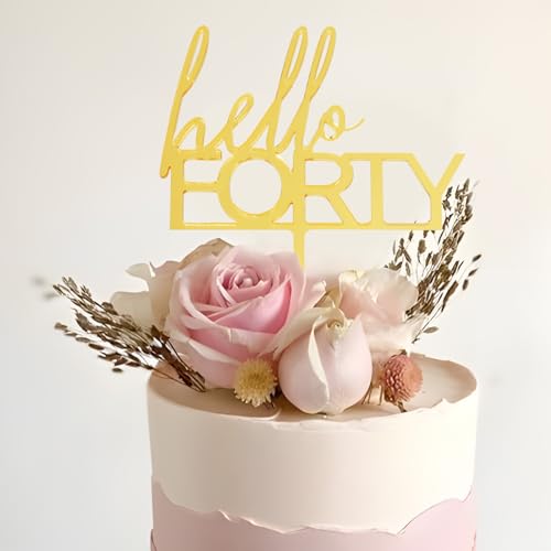 COLOFALLA 40. Geburtstag Torten Deko 40 Cake Topper Geburtstag Cake Topper 40 Geburtstag Acryl Tortendeko Kuchen Topper zum 40. Geburtstag Hello Forty Cupcake Topper Geburtstagsdeko für Frau Mann (40) von COLOFALLA