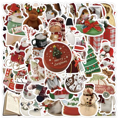 COLOFALLA 50 Stück Weihnachtsaufkleber Weihnachts Dekoration Christmas Stickers Weihnachten Geschenk Xmas Deko für Geschenke Kinder Wasserdicht Wiederverwendbar von COLOFALLA