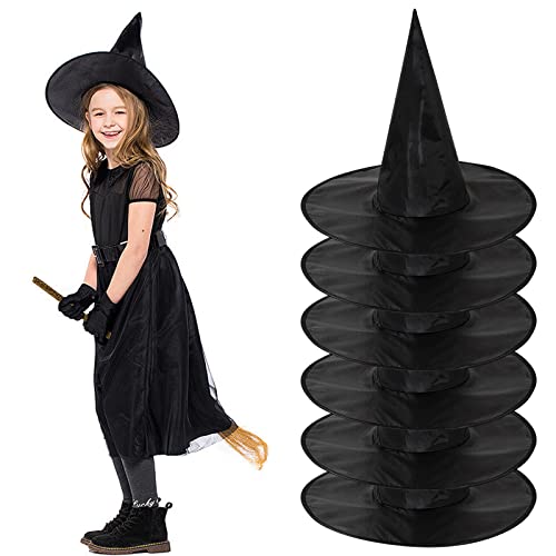 COLOFALLA 6 Pcs Halloween Hexenhut Schwarz Groß Halloween Party Hüte Zauberer Hut Kinder Erwachsene Party Accessores Mitgebsel Deko für Halloween Karneval Geburtstag Mottoparty von COLOFALLA