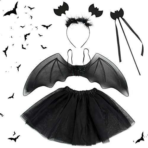 COLOFALLA Fledermaus Accessoires Fledermaus Haarreif Flügel Stab Halloween Stirnband Kopfschmuck Schwarz Kostümzubehör Deko für Fasching Karneval Halloween von COLOFALLA