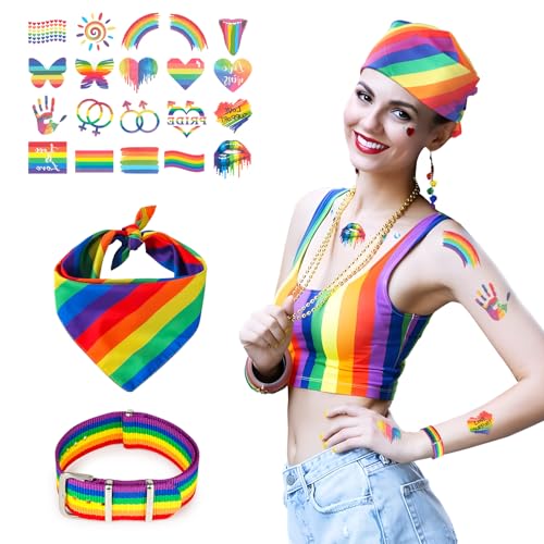 COLOFALLA Pride Month Deko Set Pride Month Accessories Regenbogen Deko Regenbogen Accessories Regenbogen Armband Tuch Pride Month Armband Tuch von COLOFALLA