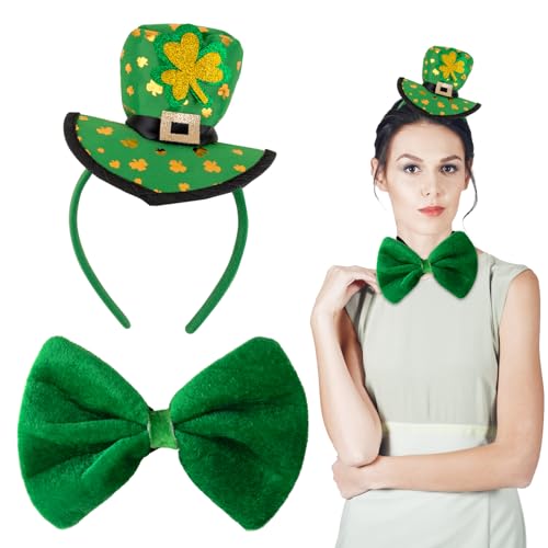 COLOFALLA St. Patricks Day Haarreif Kostüm Haarreif St. Patricks Karneval Kostüm Irisch Haarband St. Patricks Day Accessoires Party Grüner Koboldhut Stirnband Haarschmuck Kleeblatt von COLOFALLA