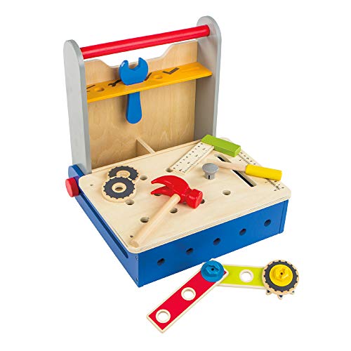WOOMAX 46216 Play&Learn Werkzeugkasten aus Holz, bunt, M von WOOMAX