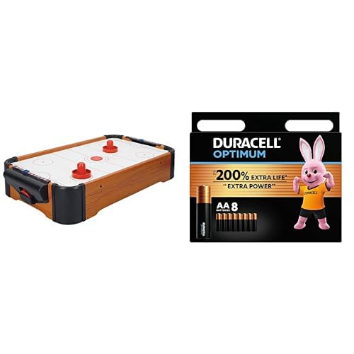 COLORBABY 46614 Spiel Air Hockey 56x31x10cm-CB Games, Mehrfarbig + Duracell Optimum Batterien AA, 8 Stück, bis zu 200% zusätzliche Lebensdauer oder extra Power von COLORBABY