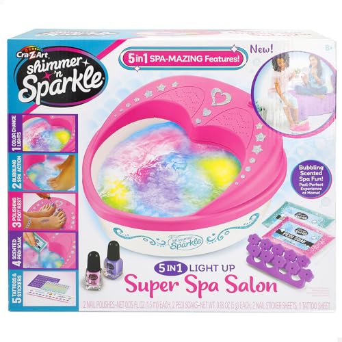 COLORBABY Shimmer N Sparkle Spa für Nägel und Füße, Fußbad mit Hydromassage, mit Licht, mit Blasen, inkl. Emaille, Duftsalz, Spielzeug für Mädchen, Geschenke für Mädchen 8 Jahre (47915) von COLORBABY