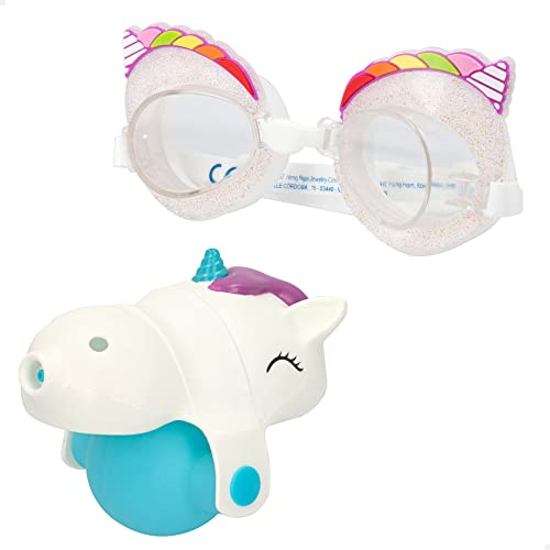 ColorBaby 46864 Mädchen Einhorn Wasserwerfer Schwimmbrille Verstellbares Gummiband empfohlen ab 5 Jahren Poolbrille Kinder, bunt von COLORBABY