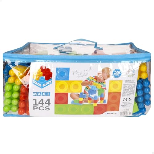 COLORBABY 47792 Bausteine für Kinder, enthält 144 Teile Maxi, groß, Lernspiele, Spielzeug für Kinder, ab 18 Monaten von COLORBABY