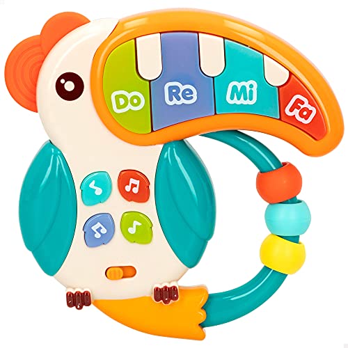 ColorBaby 49435 C' Baby Rassel mit Musik Papagei mit Licht und Sound + 6 m, bunt von COLORBABY