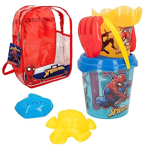 ColorBaby 77377 - Marvel Spiderman Kinder Strandkorb Set mit Schaufel, Rechen, Gießkanne und Zubehör, Strandrucksack für Kinder, Strand-Set, Spielzeug-Rucksack ColorBaby 77377 - Marvel Spiderman Kinder Strandkorb Set mit Schaufel, Rechen, Gießkanne und Zubehör, Strandrucksack für Kinder, Strand-Set, Spielzeug-Rucksack von COLORBABY