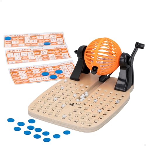 ColorBaby CB Games Bingo mit Holzbrett und manueller Trommel mit Kurbel, Brettspiel für die ganze Familie, ab 5 Jahren (28815) von COLORBABY