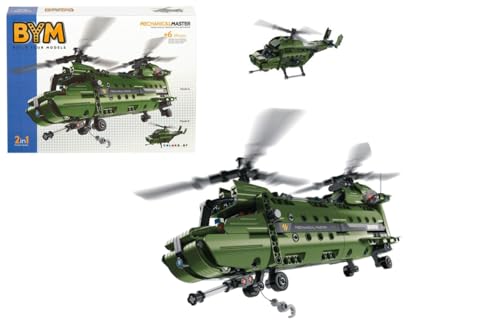 WOOMAX 393-teiliges Militär-Helikopter-Set, 2-in-1, +6 A, Hubschrauber, Jungen, Kinder von WOOMAX